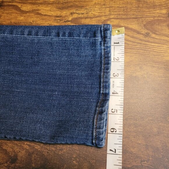 Loft Jeans Size 6 Low Rise Curvy Straight Medium Dark Wash Stretch Denim - Picture 9 of 10